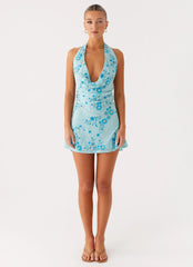 Cinzia Beaded Mini Dress - Blue