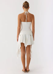 Khalida Jersey Halter Mini Dress - White